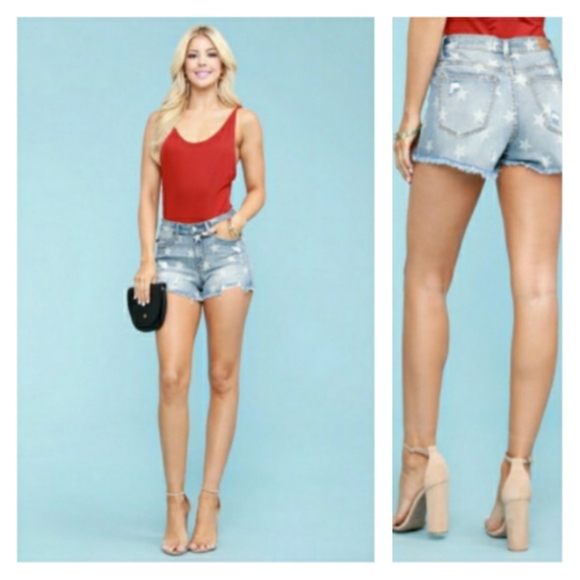 ♥️1XL 2XL 3XL Plus♥️ Star Print Shorts - Picture 2 of 8